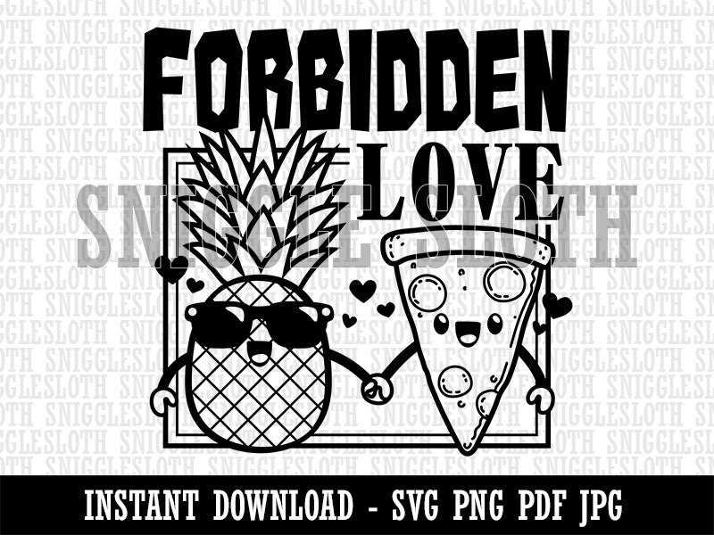 Pineapple and Pizza Forbidden Love Friends Clipart Digital Download SVG PNG JPG PDF Cut Files