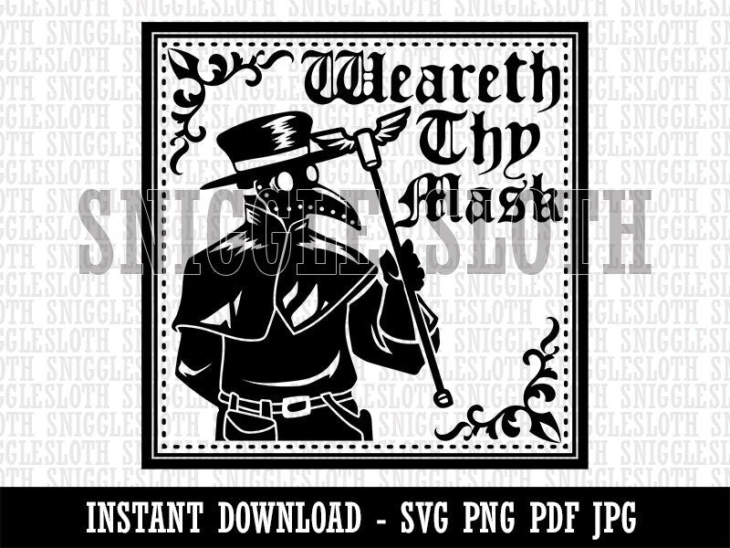 Plague Doctor Weareth Thy Mask Clipart Digital Download SVG PNG JPG PDF Cut Files