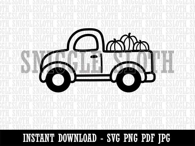 Cute Truck with Pumpkins Fall Harvest Clipart Digital Download SVG PNG JPG PDF Cut Files