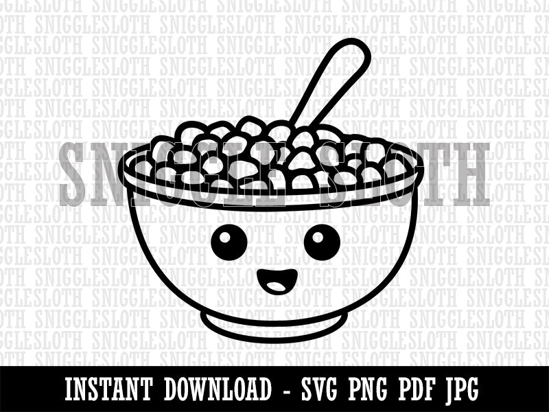 Kawaii Cute Bowl of Cereal Clipart Digital Download SVG PNG JPG PDF Cut  Files