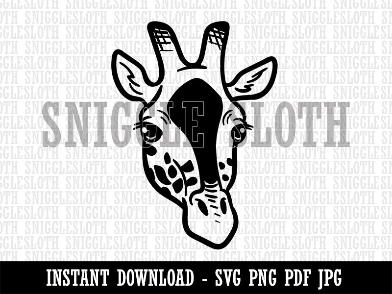 African Giraffe Head Clipart Digital Download SVG PNG JPG PDF Cut Files
