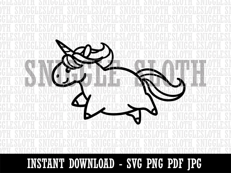 Chubby Unicorn Running Clipart Digital Download SVG PNG JPG PDF Cut Files