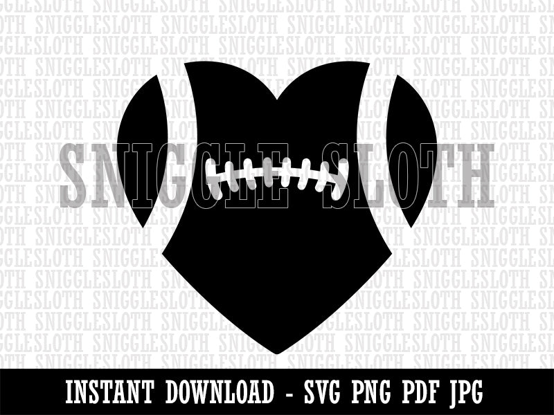 Heart Shaped Football Sports Clipart Digital Download SVG PNG JPG PDF Cut Files