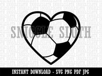 Heart Shaped Soccer Ball Futbol Sports Clipart Digital Download SVG PNG JPG PDF Cut Files