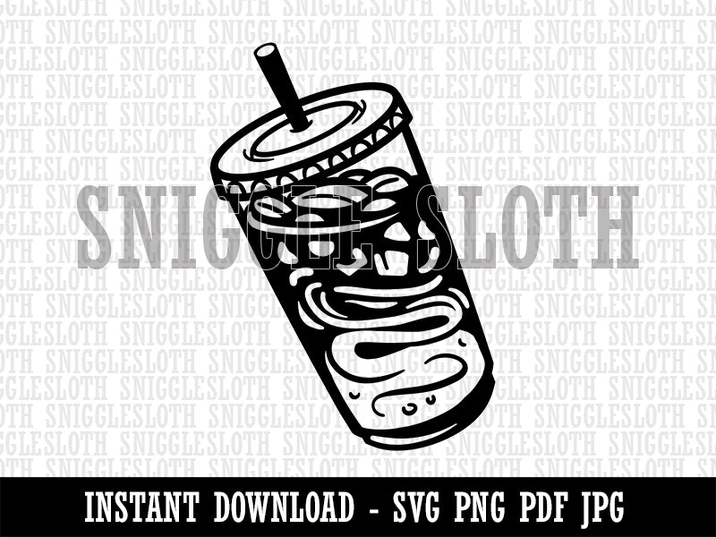 Iced Coffee To Go Clipart Digital Download SVG PNG JPG PDF Cut Files