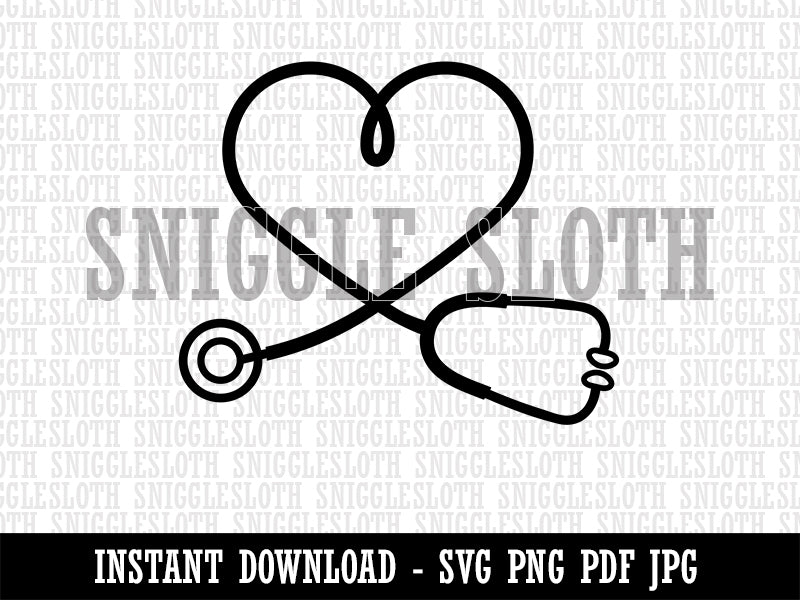 Nurse Doctor Heart Shaped Stethoscope Clipart Digital Download SVG PNG JPG PDF Cut Files