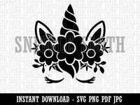 Pretty Sleepy Unicorn Face Clipart Digital Download SVG PNG JPG PDF Cut Files