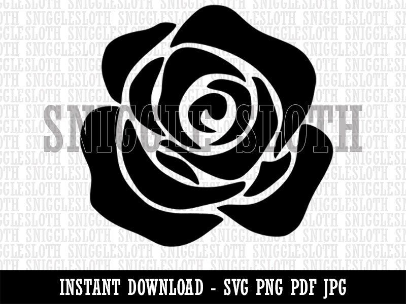 Rose Flower Solid Clipart Digital Download SVG PNG JPG PDF Cut Files