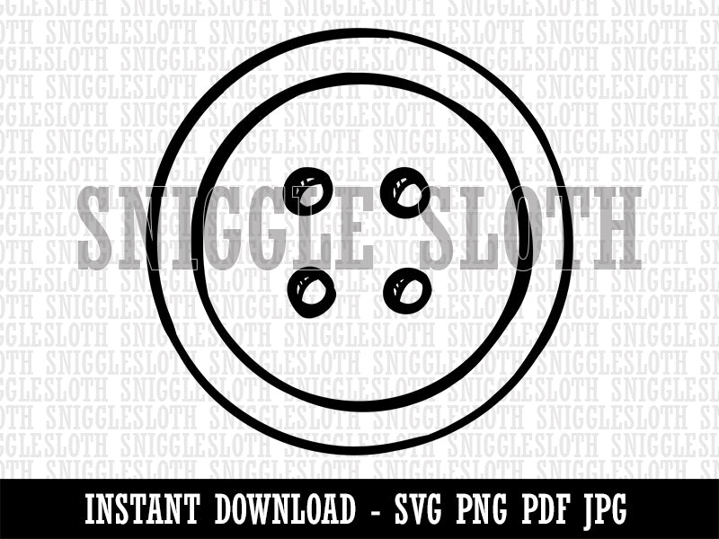 Hand Drawn Button Four Holes Sew Sewing Clipart Digital Download SVG PNG JPG PDF Cut Files