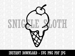 Hand Drawn Cute Ice Cream Cone Doodle Clipart Digital Download SVG PNG JPG PDF Cut Files