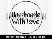 Handmade with Love Heart Dotted Circle Clipart Digital Download SVG PNG JPG PDF Cut Files