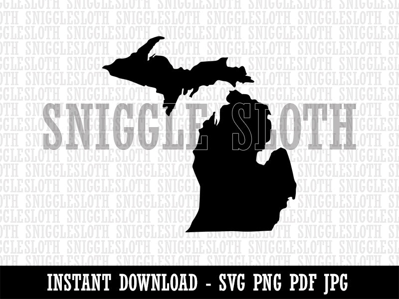 Michigan State Silhouette Clipart Digital Download SVG PNG JPG PDF Cut Files