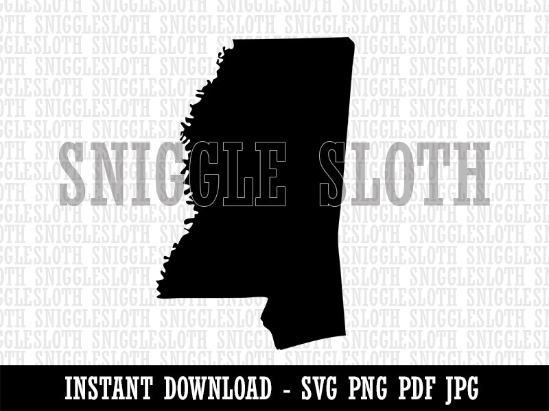 Mississippi State Silhouette Clipart Digital Download SVG PNG JPG PDF Cut Files