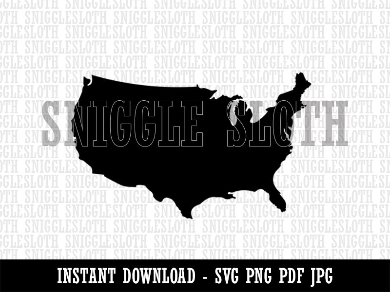 USA United States America Country Silhouette Clipart Digital Download SVG PNG JPG PDF Cut Files