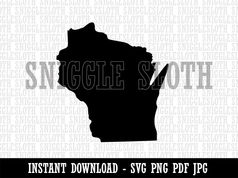 Wisconsin State Silhouette Clipart Digital Download SVG PNG JPG PDF Cut Files