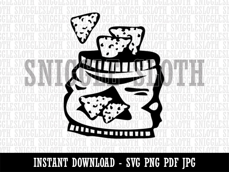 Bag of Tortilla Chips Crisps Clipart Digital Download SVG PNG JPG PDF Cut Files