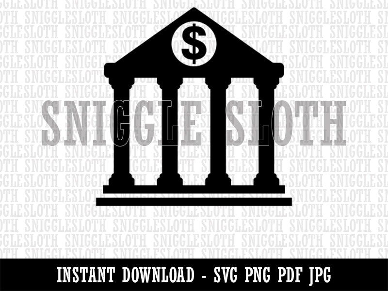 Bank Finance Money Icon Clipart Digital Download SVG PNG JPG PDF Cut Files
