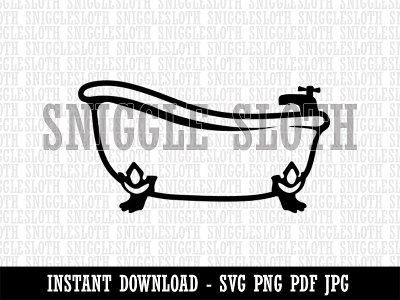 Clawfoot Bathtub for Bathing Clipart Digital Download SVG PNG JPG PDF Cut Files