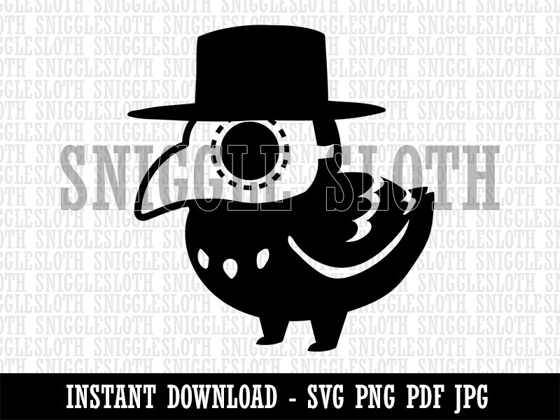 Cute Chibi Raven with Plague Doctor Mask Clipart Digital Download SVG PNG JPG PDF Cut Files