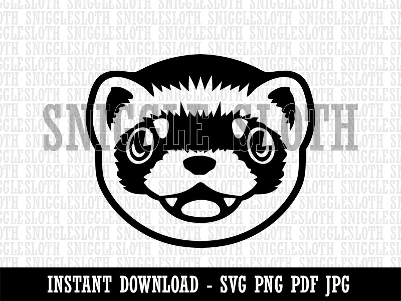 Cute Ferret Face Clipart Digital Download SVG PNG JPG PDF Cut Files