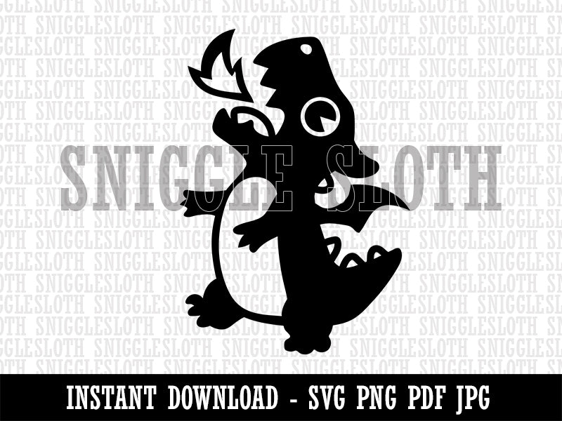 Cute Little Dragon Breathing Fire Clipart Digital Download SVG PNG JPG PDF Cut Files