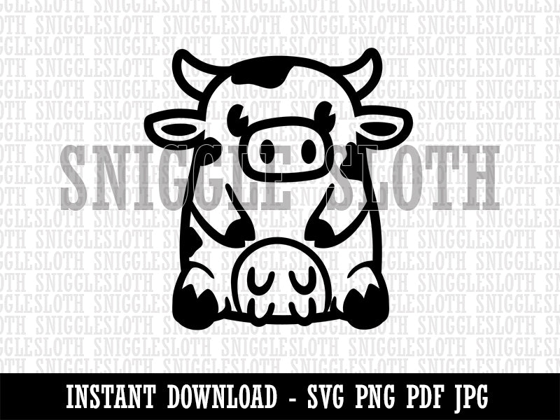 Cute Spotted Cow Sitting Clipart Digital Download SVG PNG JPG PDF Cut Files