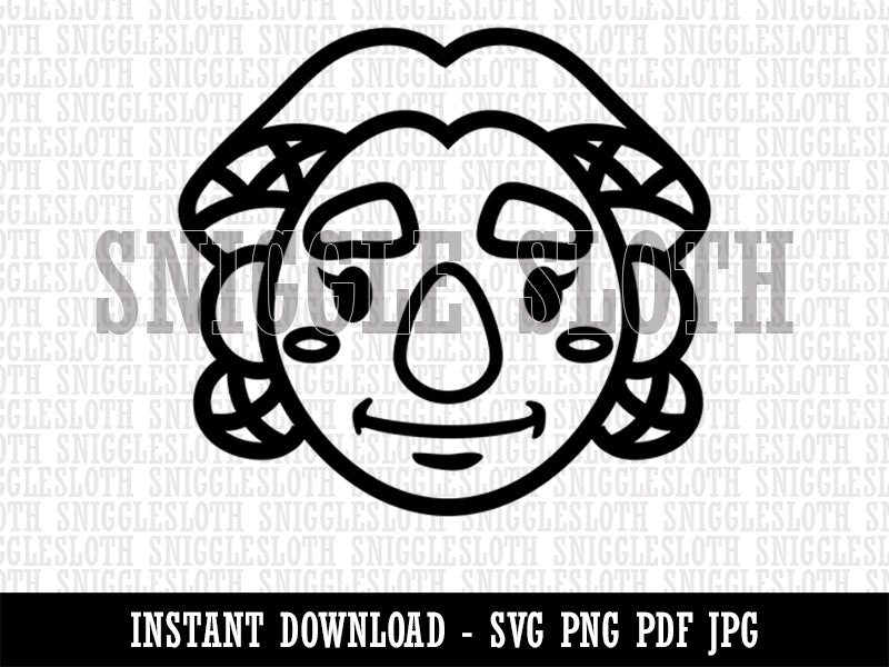 Dwarf Female Character Face Clipart Digital Download SVG PNG JPG PDF Cut Files