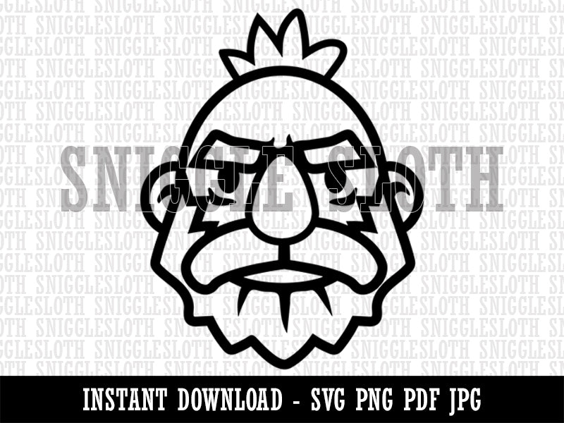 Dwarf Male Character Face Clipart Digital Download SVG PNG JPG PDF Cut Files