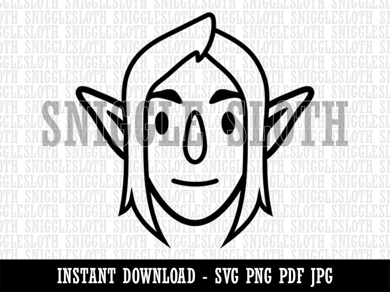 Elf Male Character Face Clipart Digital Download SVG PNG JPG PDF Cut Files