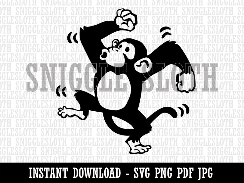 Fun Dancing Monkey Clipart Digital Download SVG PNG JPG PDF Cut Files