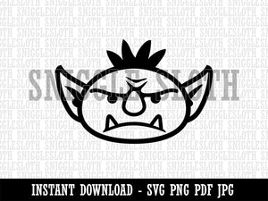 Goblin Male Character Face Clipart Digital Download SVG PNG JPG PDF Cut Files