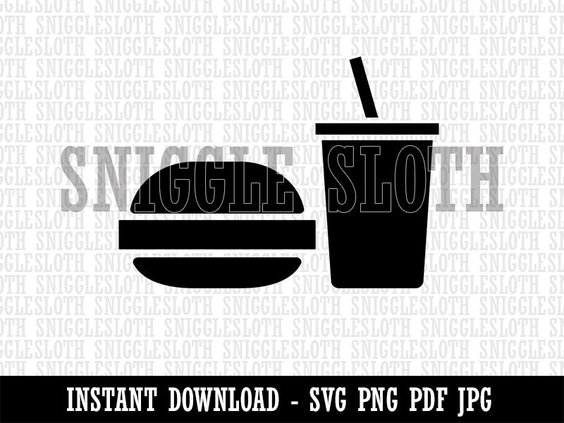 Hamburger and Soda Food Drink Icon Clipart Digital Download SVG PNG JPG PDF Cut Files