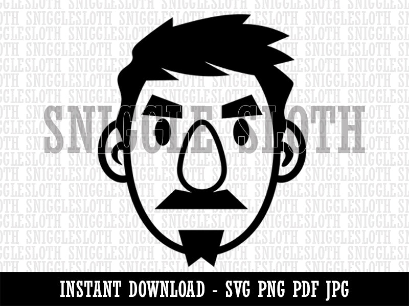 Human Male Character Face Clipart Digital Download SVG PNG JPG PDF Cut Files