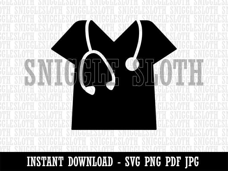 Medical Scrubs and Stethoscope Hospital Doctor Nurse Clipart Digital Download SVG PNG JPG PDF Cut Files