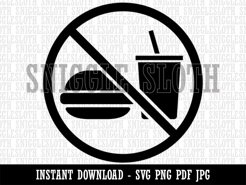 No Food or Drink Icon Clipart Digital Download SVG PNG JPG PDF Cut Files