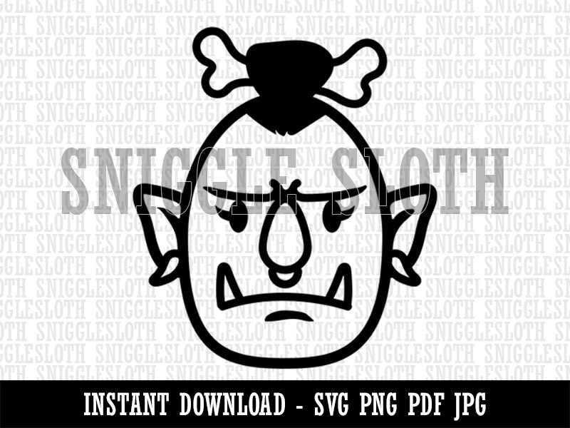 Orc Female Character Face Clipart Digital Download SVG PNG JPG PDF Cut Files