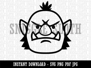 Orc Male Character Face Clipart Digital Download SVG PNG JPG PDF Cut Files