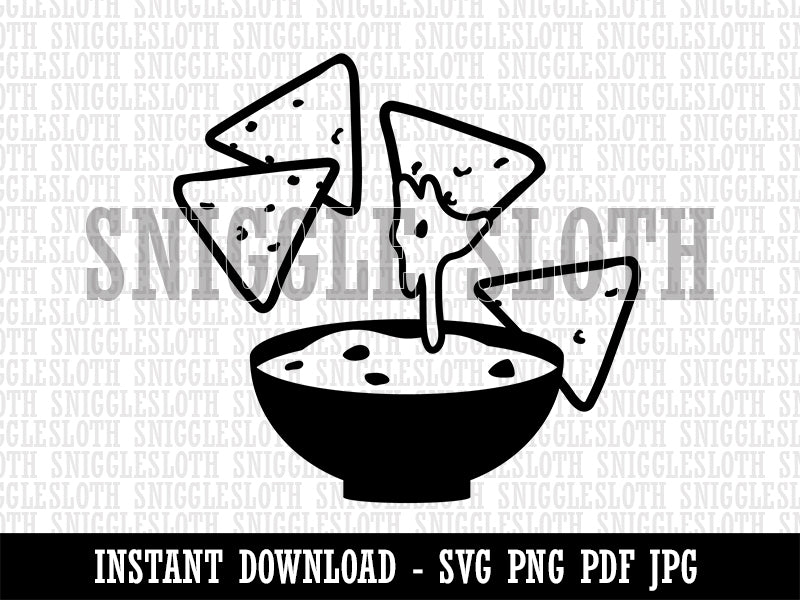 Tortilla Chips and Dip Salsa Cheese Guacamole Clipart Digital Download SVG PNG JPG PDF Cut Files