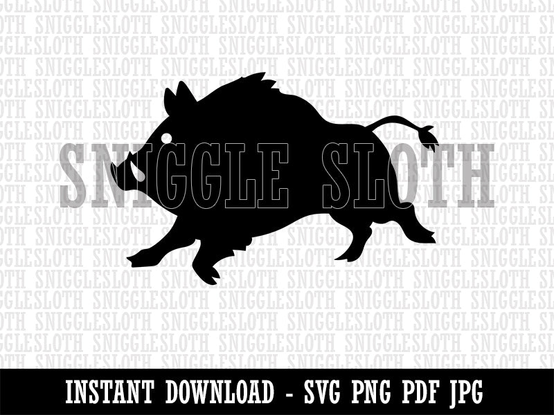 Wild Boar Pig Swine with Tusks Clipart Digital Download SVG PNG JPG PDF Cut Files