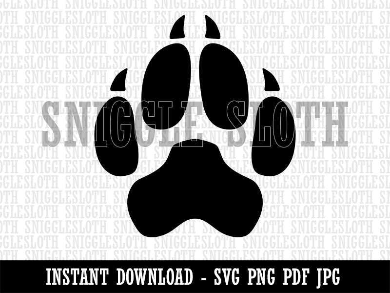 Wolf Coyote Paw Print Clipart Digital Download SVG PNG JPG PDF Cut Files