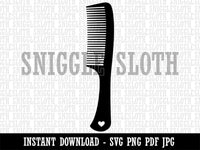 Hair Comb with Heart Clipart Digital Download SVG PNG JPG PDF Cut Files