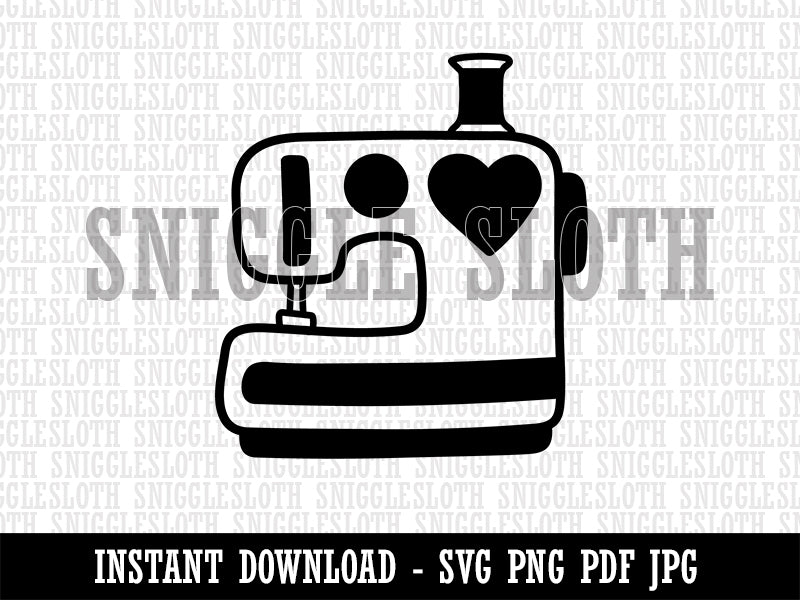 Sewing Machine with Heart Clipart Digital Download SVG PNG JPG PDF Cut Files