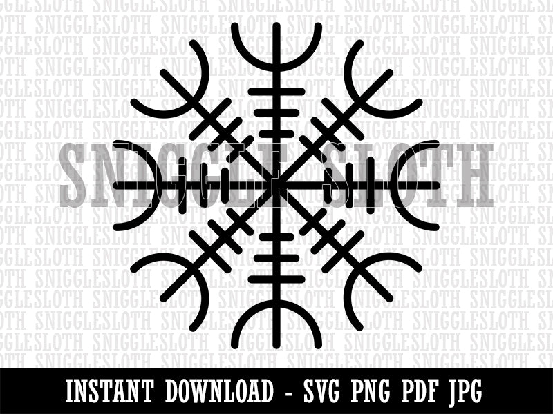 Aegishjalmur Helm of Awe Rune Viking Symbol of Protection Clipart Digital Download SVG PNG JPG PDF Cut Files