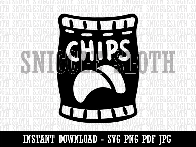 Bag of Potato Chips Snack Clipart Digital Download SVG PNG JPG PDF Cut Files