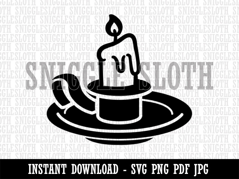 Candle on a Holder Clipart Digital Download SVG PNG JPG PDF Cut Files