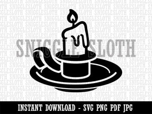 Candle on a Holder Clipart Digital Download SVG PNG JPG PDF Cut Files