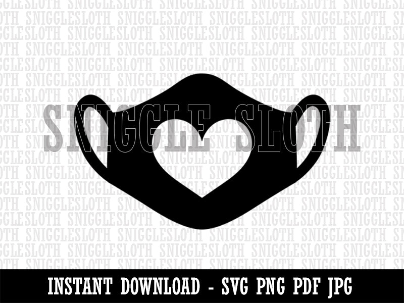 Caring Surgical Face Mask Heart Clipart Digital Download SVG PNG JPG PDF Cut Files