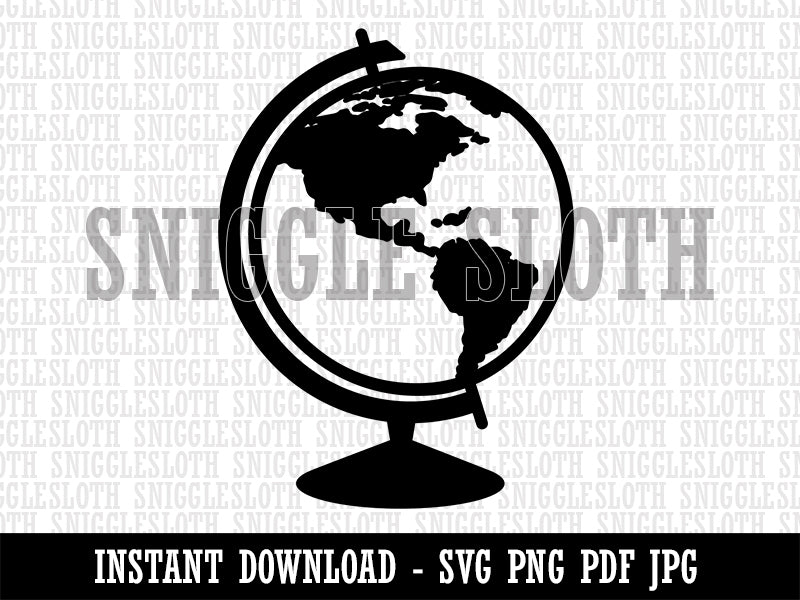 Explorer World Globe of Planet Earth Clipart Digital Download SVG PNG JPG PDF Cut Files