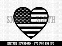 Heart Shaped American Flag United States of America USA Clipart Digital Download SVG PNG JPG PDF Cut Files
