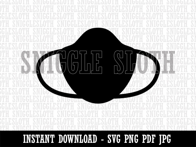 Face Mask Icon Solid Clipart Digital Download SVG PNG JPG PDF Cut Files